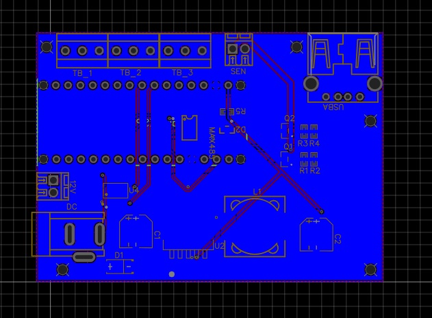 Sankhya Intelligence Carrier Board v1 — PCB layout routing view in EasyEDA