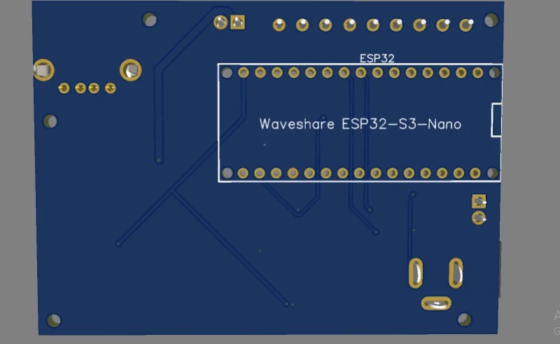 Sankhya Intelligence Carrier Board v1 — back showing Waveshare ESP32-S3-Nano socket footprint